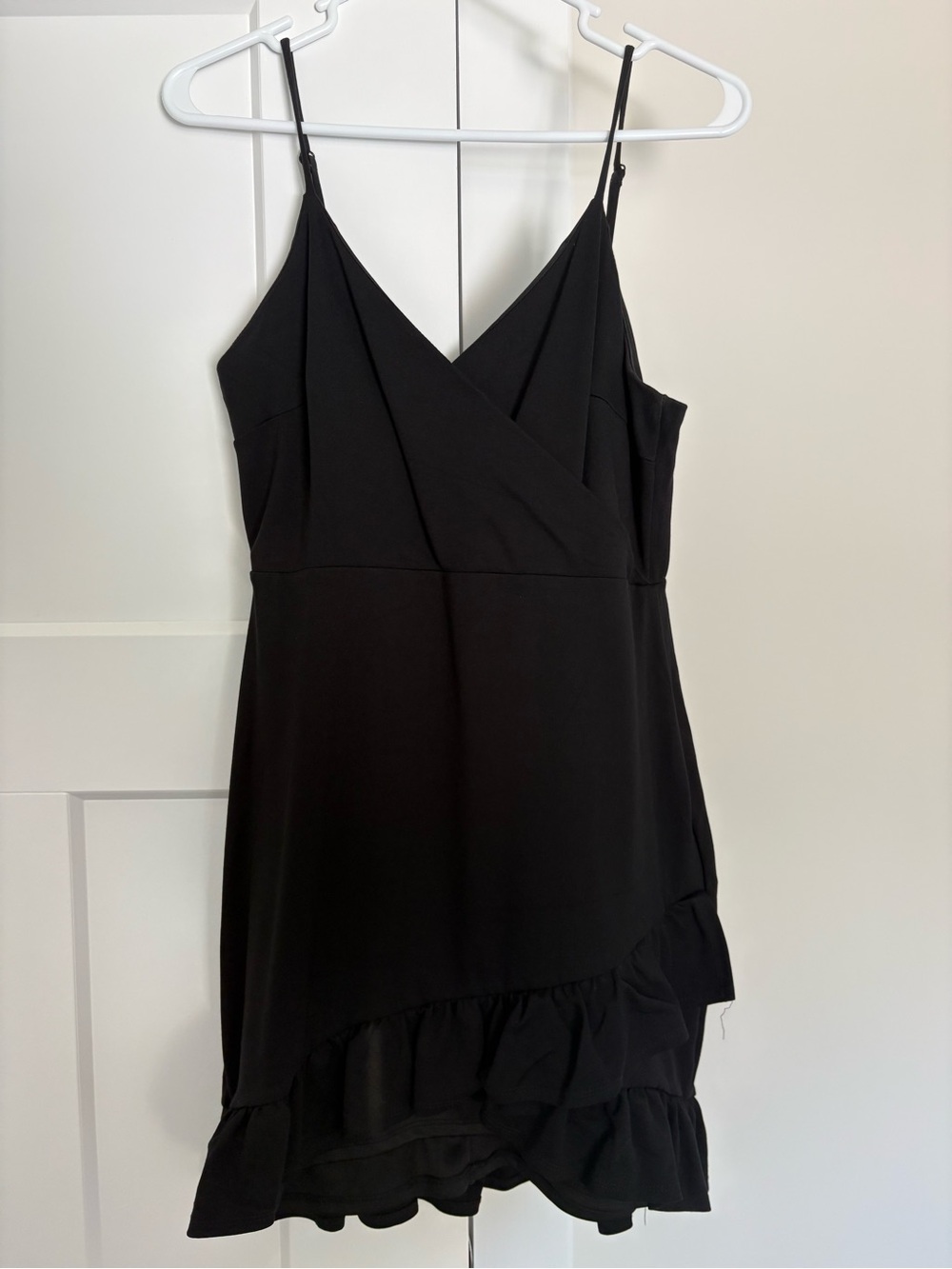 Lulu's Black Ruffle-Hem Mini Slip Dress